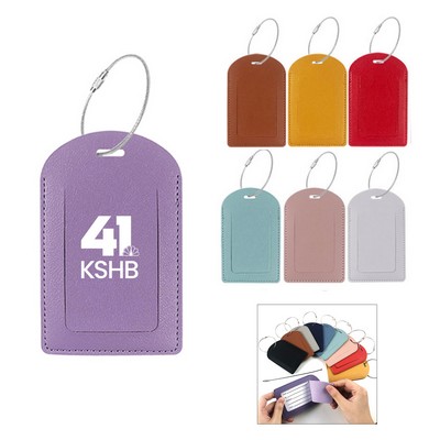 Soft PU Leather Luggage Tag with Keyring