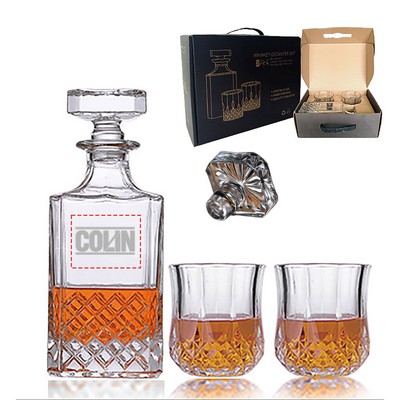 25oz Bourbon Whiskey Decanter Set with 2 Glasses