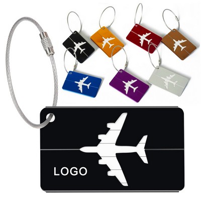 Aluminum Metal Travel Luggage ID Tag with Steel Loop Strap Suitcases Tag